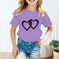 thumbnail image 2 of HNMKIU T-Shirt Graphique Tendance pour Filles Col Rond Manches Courtes Haut d'Été Décontracté pour Enfants, 2 of 5