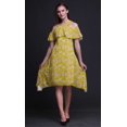 thumbnail image 2 of Bimba Yellow Floral Print Womens Chic Style Cold Shoulder Shift Dress Summer Tunic - Medium, 2 of 6