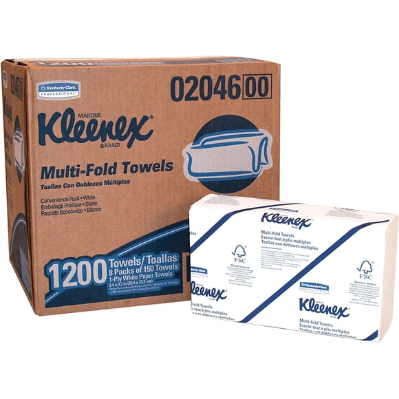 Kleenex KCC02046 Essuie-Tout - 1200 Feuilles (8 Boîtes de 150 Feuilles par Boîte)