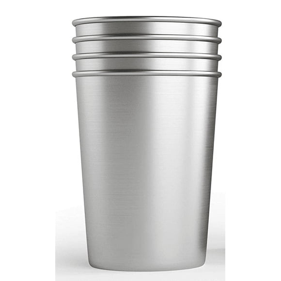 Tasses en Acier Inoxydable Gobelet 10 oz (Lot de 4) - Verres à Boire en Métal de Qualité Supérieure / Gobelet Empilable Durable (10 oz)