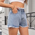 thumbnail image 4 of Cowboy Shorts for Women with Button Fly, Zipper Closure, Patch Pockets, Frayed Hem, Polyester Blend, Casual Fit, 4 of 8