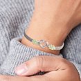 thumbnail image 2 of Heart Shape Peach Flower Woven Bracelet Cute Heart Shape Design Adjustable Sliver Transship Bracelets For Womens Girls, 2 of 3