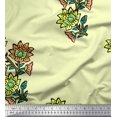 thumbnail image 1 of Soimoi Moss Georgette Fabric Leaves & Floral Block Print Sewing Fabric Yard 42 Inch Wide, 1 of 3