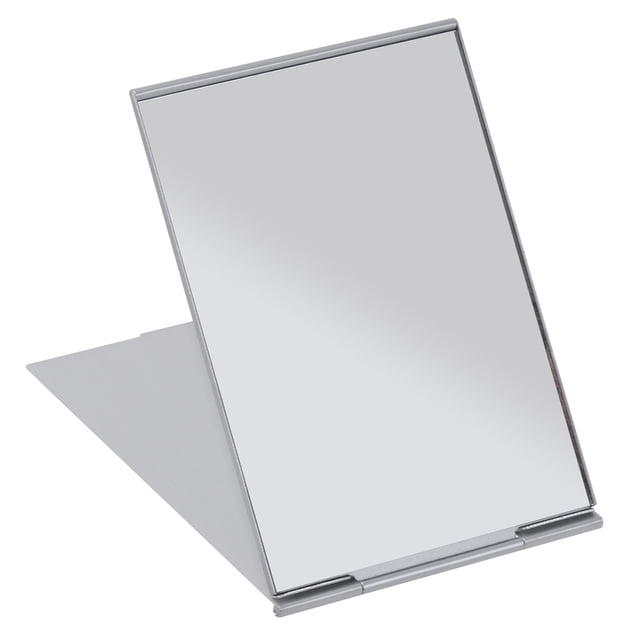 MasteelfCA Miroir de Maquillage Pliant Portable FRCOLOR 11.5*8cm, Miroir de Maquillage à un Seul Côté pour Voyage et Rasage (Argent)