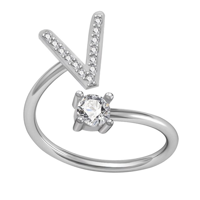 PVCS Exquisite Fashion 26 English Alphabet Style Ring Letter Fashion Copper Ring