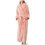 Teissuly Bathrobes For Women Winter Warm Nightgown Couple Robes Pajamas Solid Long Sleeve Drawstring Housecoat Loungewear