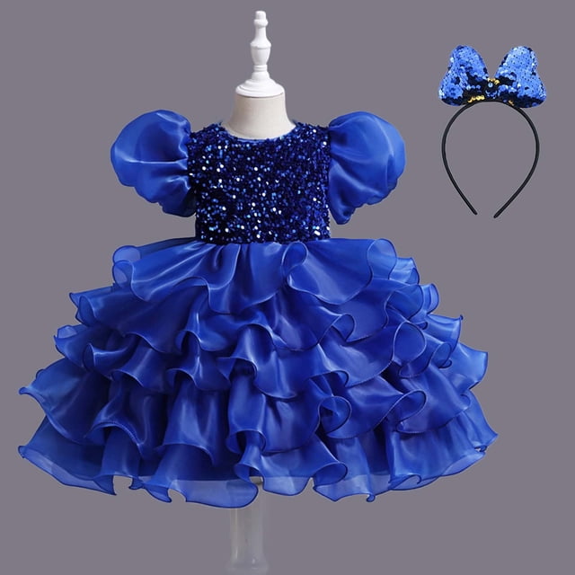 EGNMCR Vêtements pour Bébé Fille Robe pour Enfants Fille Robe Princesse Sans Manches Robe en Tulle à Paillettes Robe Tuftée