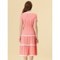 thumbnail image 3 of INSPIRE CHIC Robe Midi à Étages pour Femme à Encolure Carrée, Manches Courtes, Garniture en Dentelle, Rose, m, 3 of 4