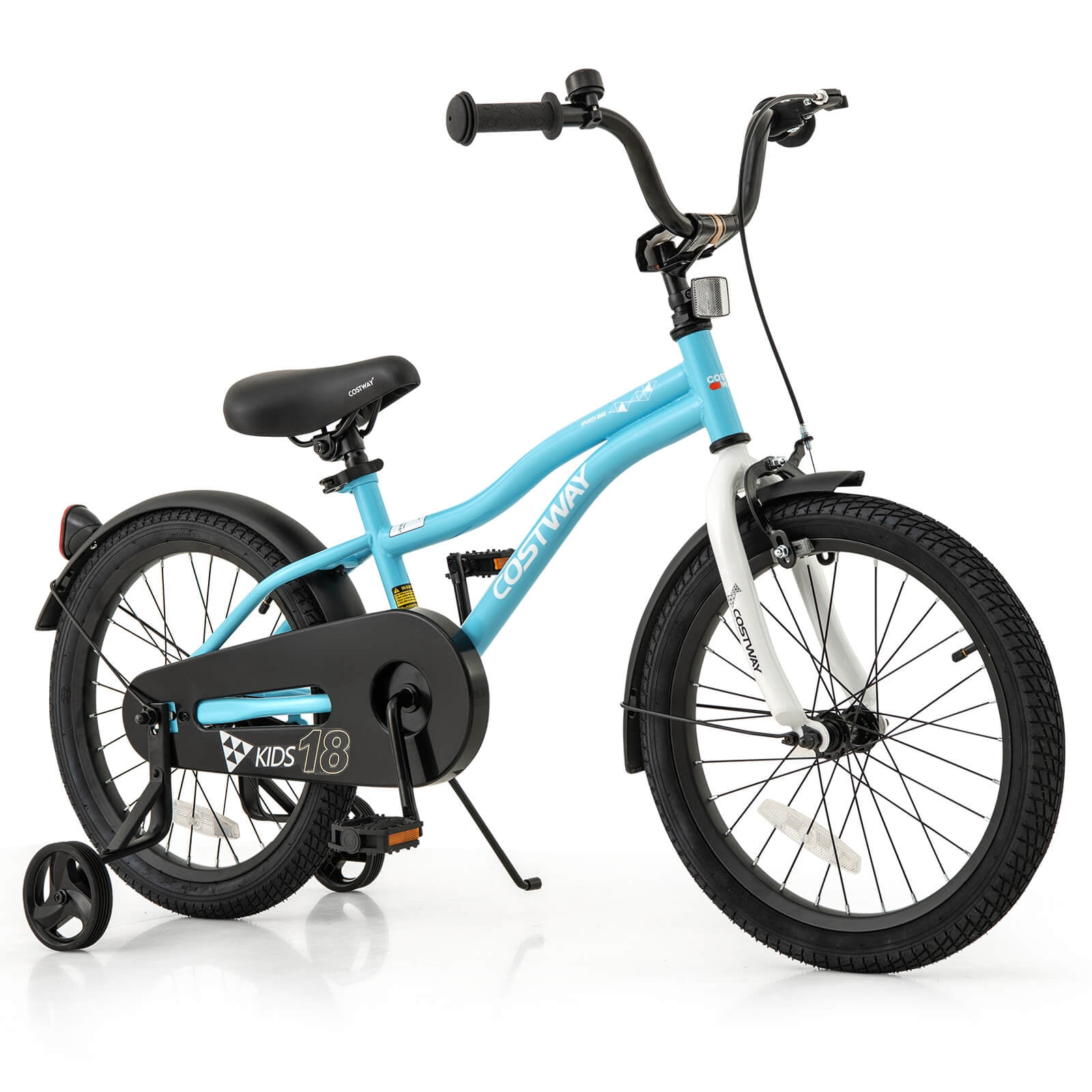 Costway 18" Kids Bike for 4-8 Years Old Boys & Girls with Adjustable Seat Handbrake Reflectors Blue