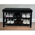 thumbnail image 4 of Nola Home Shoe Bench with Storage, 2-Tier Shoe Rack Padded Seat and Metal Frame, Black, 4 of 6