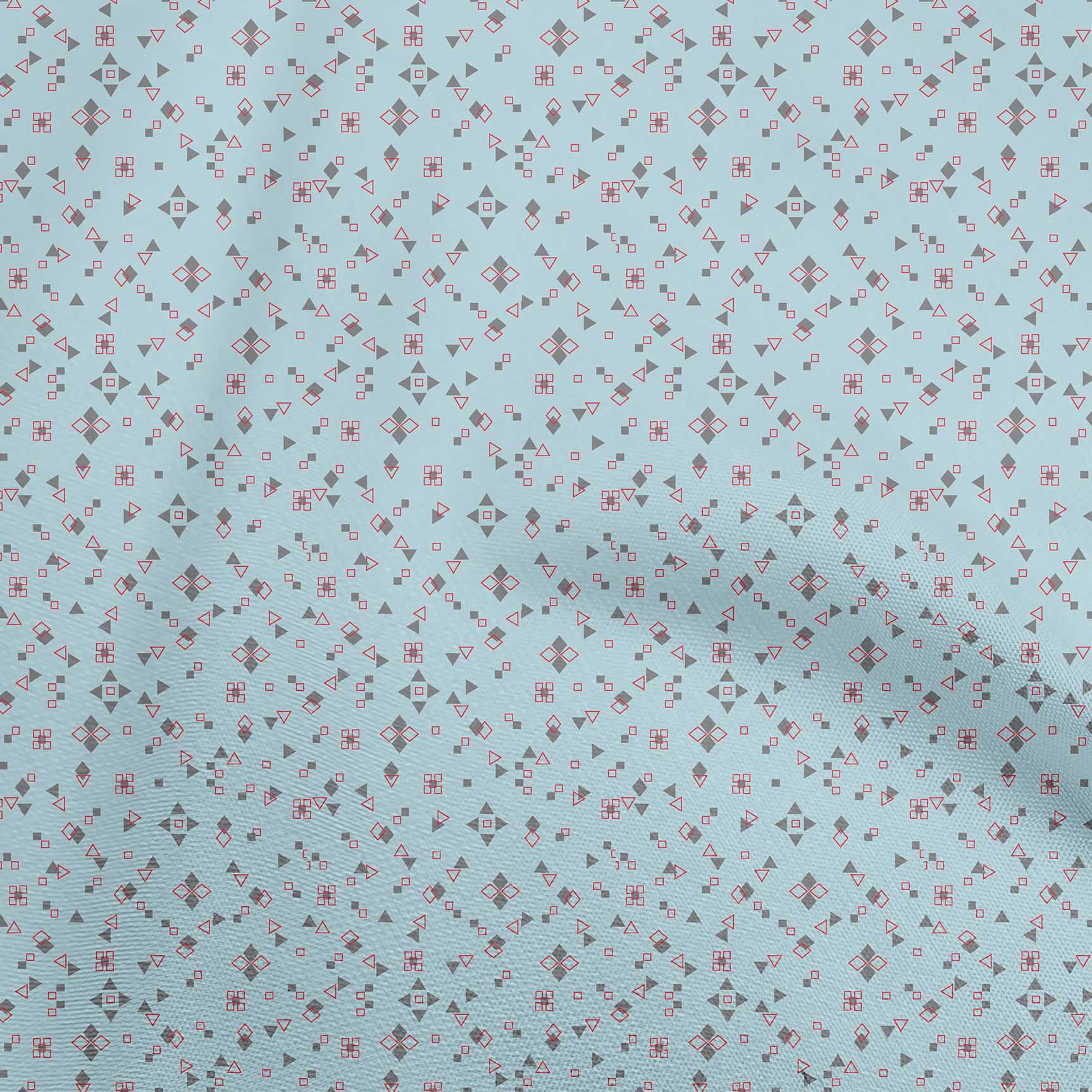 oneOone Cotton Cambric Light Blue Fabric Geometric Sewing Material Print Fabric By The Yard 56 Inch Wide