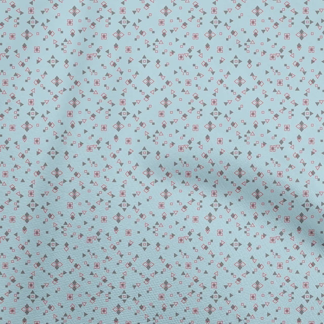 oneOone Cotton Silk Light Blue Fabric Geometric Craft Projects Decor Fabric Printed By The Yard 42 Inch Wide
