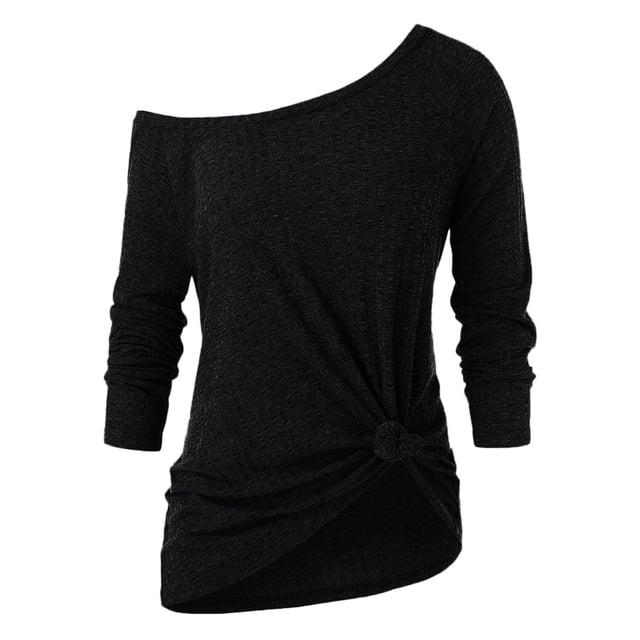 XDZJLR Womens T Shirts Ladies Plus Size Long Sleeve Lace Two Piece Blouse Pullover Solid Soft Warm Tees