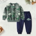 thumbnail image 2 of MIASHUI Ensemble de Vêtements Dinosaure pour Garçons 2 Pcs Chandail en Molleton Col Rond et Pantalon de Jogging, Vert Armée, 3-4 Ans, 2 of 9