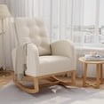 thumbnail image 1 of BeesClover Nursery Rocking Chair, Modern Glider with High Backrest and Sturdy Wooden Legs, Comfortable Accent Rocker for Living Room, Bedroom, Nursery Furniture, Easy Assembly, 1 of 8