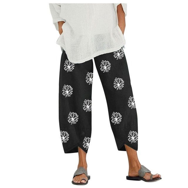 Accessoires Goth Femmes Dame Décontracté Imprimé de Fleurs Taille Élastique Gaine Pantalon à Jambe Grand Pantalons