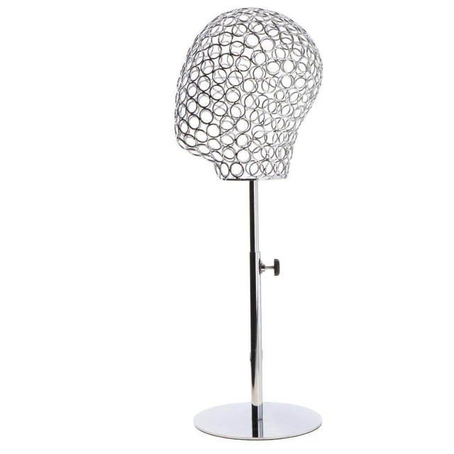 Langgg Adjustable Metal Mannequin Head Hat Stand Display Rack Wig Holder Silver