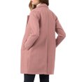 thumbnail image 3 of Allegra K Manteau Mi-Long à Manches Longues Raglan à Revers Croisé pour Femme TG Rose Foncé, 3 of 8