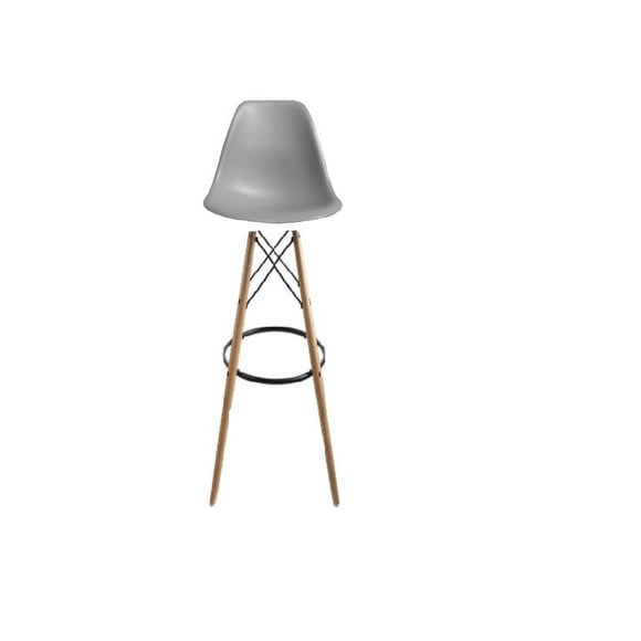 Plata Décor Import Inc Eames Eiffel Style Stool Wood 26" in Mild Gray