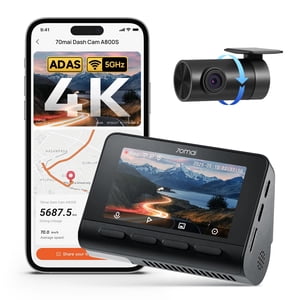70mai 4K Dash Cam Avant et Arrière avec STARVIS, Construit en 5GHz WiFi & GPS Caméra de voiture, Super vision nocturne, ADAS, 3'' IPS Écran, 24H Mode de stationnement, heure...