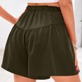 thumbnail image 4 of Ovticza Womens Linen Shorts 2025 Summer Drawstring Ruffle Elastic High Waist Solid Color Casual Beach Shorts with Pockets Green L, 4 of 8