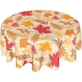 thumbnail image 1 of Nappe Ronde à Feuilles d'Automne 60 Pouces, Récolte d'Automne, Feuilles d'Érable, Nappe de l'Action de Grâce, Nappe de Style Ferme en Polyester, Housse de Table pour Cuisine, Salle à Manger, Fête, Décor Intérieur Extérieur, 1 of 6