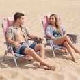 thumbnail image 2 of Costway Lot de 2 Chaises de Plage Pliantes Type Sac à Dos, Chaises Inclinables d'Extérieur à 5 Positions avec Oreiller, Rose, 2 of 10