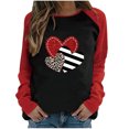 thumbnail image 2 of Qertyioot Chandail Cœur d'Amour Saint-Valentin Grande Taille, Haut à Manches Longues pour Femme à Col Rond, Haut Décontracté Raglan à Panneaux Contrastés de Couleur, Coupe Ample, Imprimé, Blouse à Manches Longues à Col Rond, 2 of 6