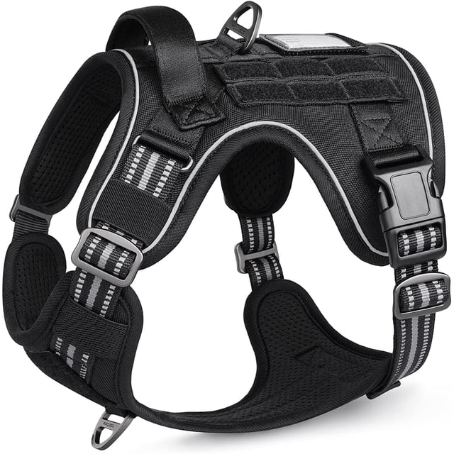 Tactical Dog Harness No Pull, Military Dog Vest Harness with Handle & Molle, Easy Control Service Dog Harness for Small Medium Large Dogs Training Walking, Adjustable Reflective Pet Harness