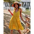 thumbnail image 2 of YNIQUE Womens Summer Casual Spaghetti Strap Smocked Ruffled Vacation Mini Dress, 2 of 6