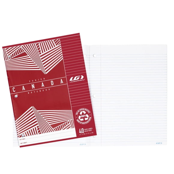 Louis Garneau cahier Canada ligné rouge