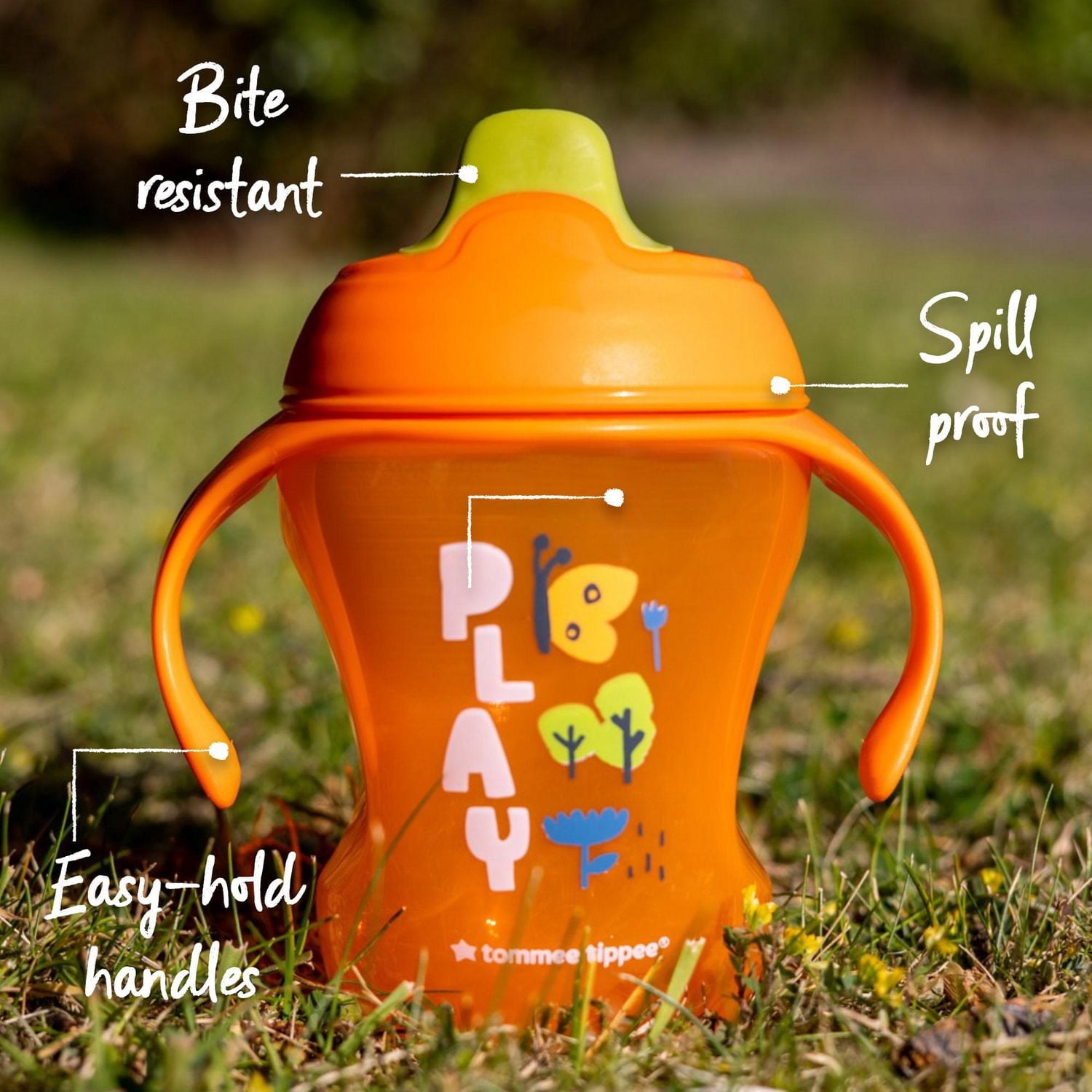 Tommee Tippee Sippee Trainer Cup with Handles, Water Bottle for Toddlers, Spill-Proof, BPA Free, 3x8oz, 7m+, Blue, Orange and Green