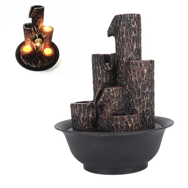 Fontaine de Table Augmentant la Richesse et l'Humidité, Petite Fontaine Type Cascade avec Lumières DEL pour la Détente