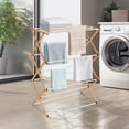 thumbnail image 2 of Folding Laundry Clothes Drying Rack, Bamboo Collapsible Laundry Drying Rack Clothes Hanger Towel Rack, 2 of 6