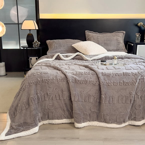 Amzcrzy Home Textiles, Non-Functional Blankets, Solid-Color Soft Flannel Blanket Carved Floral Designs Flannel Blanket Multi-Functional Flannel Coverlet, Double sided fleece blanket