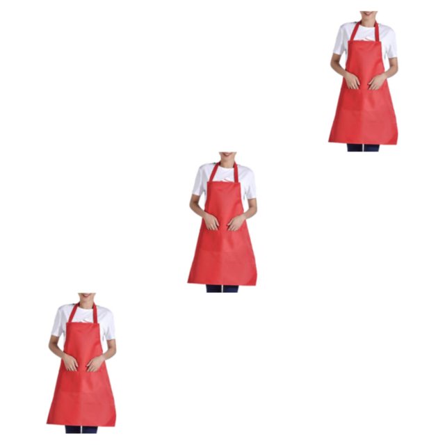 Transemion 12pcs Tablier Femme avec Poches Efficace et Élégant Compagnon de Cuisine Réglable Demi-Longueur Tablier Adulte Polyester Rouge 3Set