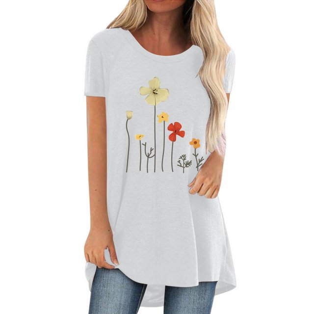 Pompotops Chemises Mode Décontractée pour Femmes Manches Courtes Tee-Shirt Ample Tunique Blouse