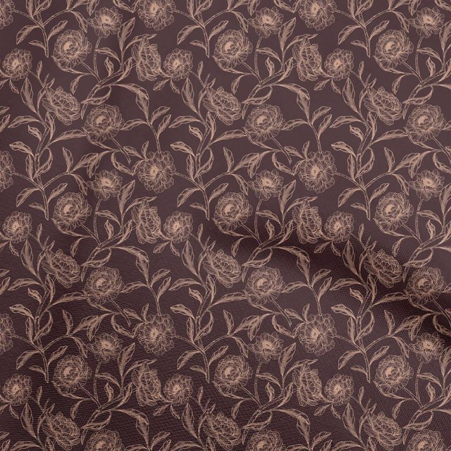 oneOone Rayon Dark Brown Fabric Floral Craft Projects Decor Fabric Printed By The Yard 56 Inch Wide
