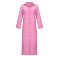 thumbnail image 5 of cfhntfmh Robes Maxi pour Femmes Décontractées d'Automne à Col, Manches Longues, Chemises Boutonnées, Robe Douce en Coton et Lin, 5 of 5