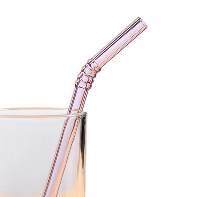 Paille en Verre Couleur Paille Haute Borosilicate Paille en Verre Résistante à la Chaleur Paille à Boire Droite Robuste
