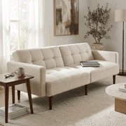 Aykah Marcel Sofa Bed, Convertible Sleeper Couch with Tufted Seating, Used as Sleeper Sofa or Futon Sofa with Upholstered Fabric for Living Room and Bedroom (Sand Beige)