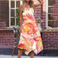 thumbnail image 4 of Penkiiy Robes d'Été pour Femmes 2024 Plage Décontractée Sans Manches Imprimé Floral Boho Robe Débardeur Col en V Ample Robe d'Été avec Poche m Orange, 4 of 5