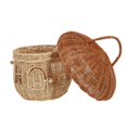 thumbnail image 4 of EIMELI Basket Storage Baskets Wicker Woven Lid Rattan Mushroom Home Lidded Picnic Portable Hamper Small Organizing Bucket, 4 of 5