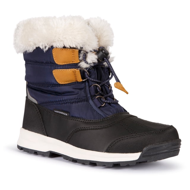 Trespass Bottes d'Hiver Imperméables pour Jeunes Ratho avec Tige en textile Protecteur, Garniture en Fausse Fourrure et Languette à Soufflet. Conçues avec Isolation ColdHeat®, Assise Plantaire Rembourrée et membrane Imperméable Tres-Tex pour conditions Hivernales des Garçons. Offertes en Tailles UK 4-6 / EU 37-39.