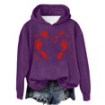 thumbnail image 1 of WEAIXIMIUNG Sweat à Rayures pour Femmes Automne et Hiver 2025 Tendance avec Capuche et Imprimé Lettre, 1 of 4