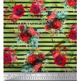 thumbnail image 1 of Soimoi Rayon Fabric Leaves & Rose Flower Print Sewing Fabric Yard 56 Inch Wide, 1 of 3