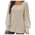 thumbnail image 2 of Penkiiy Chandails à Col Rond pour Femmes Manches Longues Chemises Coupe Ample Décontractée Mode Automne 2025 Tunique Légère 4TG Kaki, 2 of 5