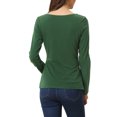 thumbnail image 3 of INSPIRE CHIC Hauts pour Femmes Col Rond devant Torsadé Manches Longues Blouses Décontractées S Vert Foncé, 3 of 5