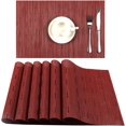 thumbnail image 1 of Sets de Table Assurés de Qualité, Vinyle Lavable Durable Croisé, Résistant à la Chaleur et Antidérapant, Protège les Tables, Décoration de Salle à Manger Élégante, Rouge Vin, 6 Pcs, 1 of 7