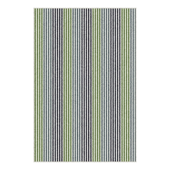 Mainstays Kids Indoor Blue and Green Striped Machine Tufted Accent Rug, 28.8" x 45", Machine Washable, Non-Skid Backing
